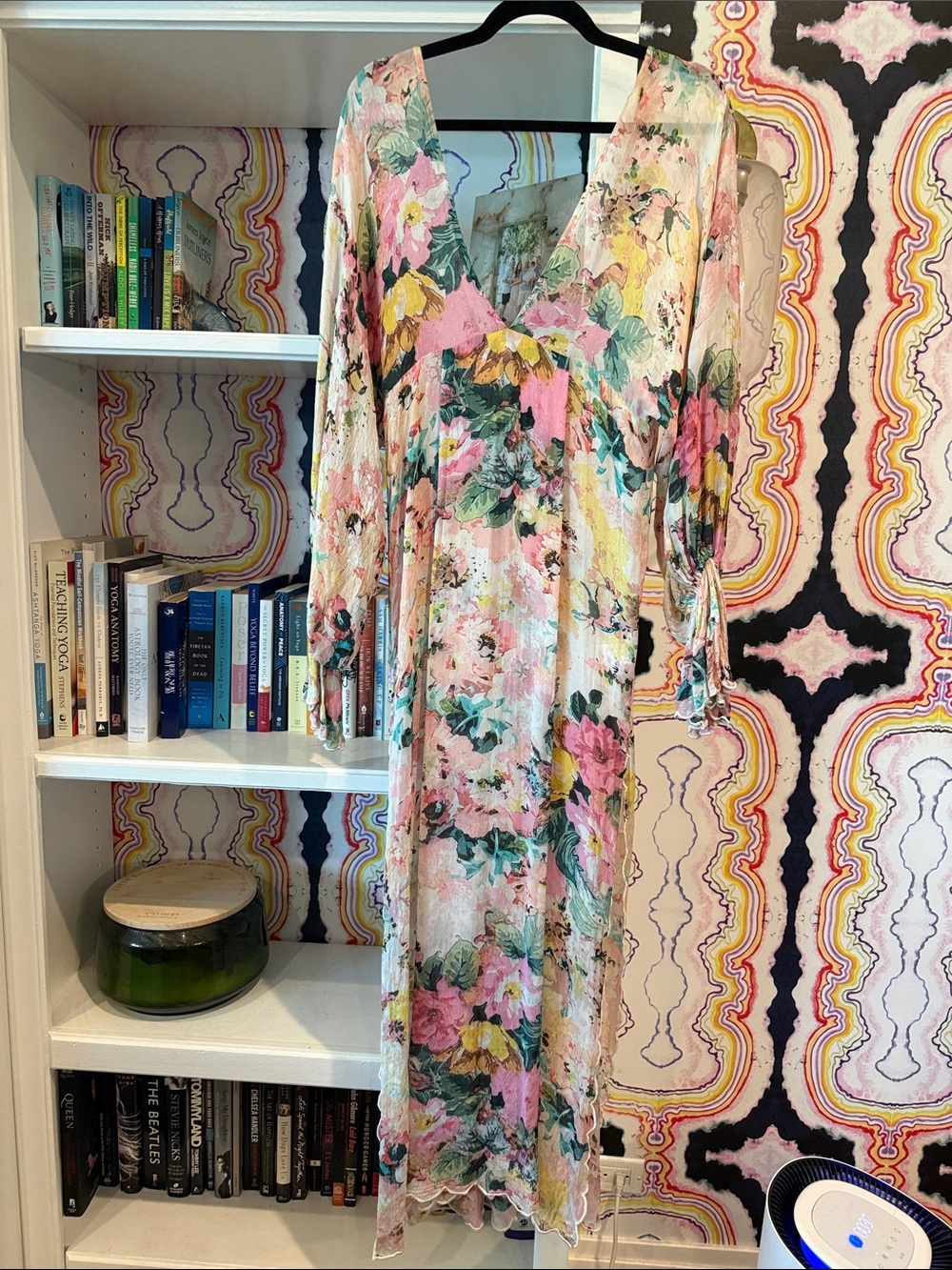 HEMANT & NANDITA Pink, Green and Yellow Floral High-Low Maxi Dress